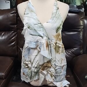 Madison Marcus White and Brown Silk Top